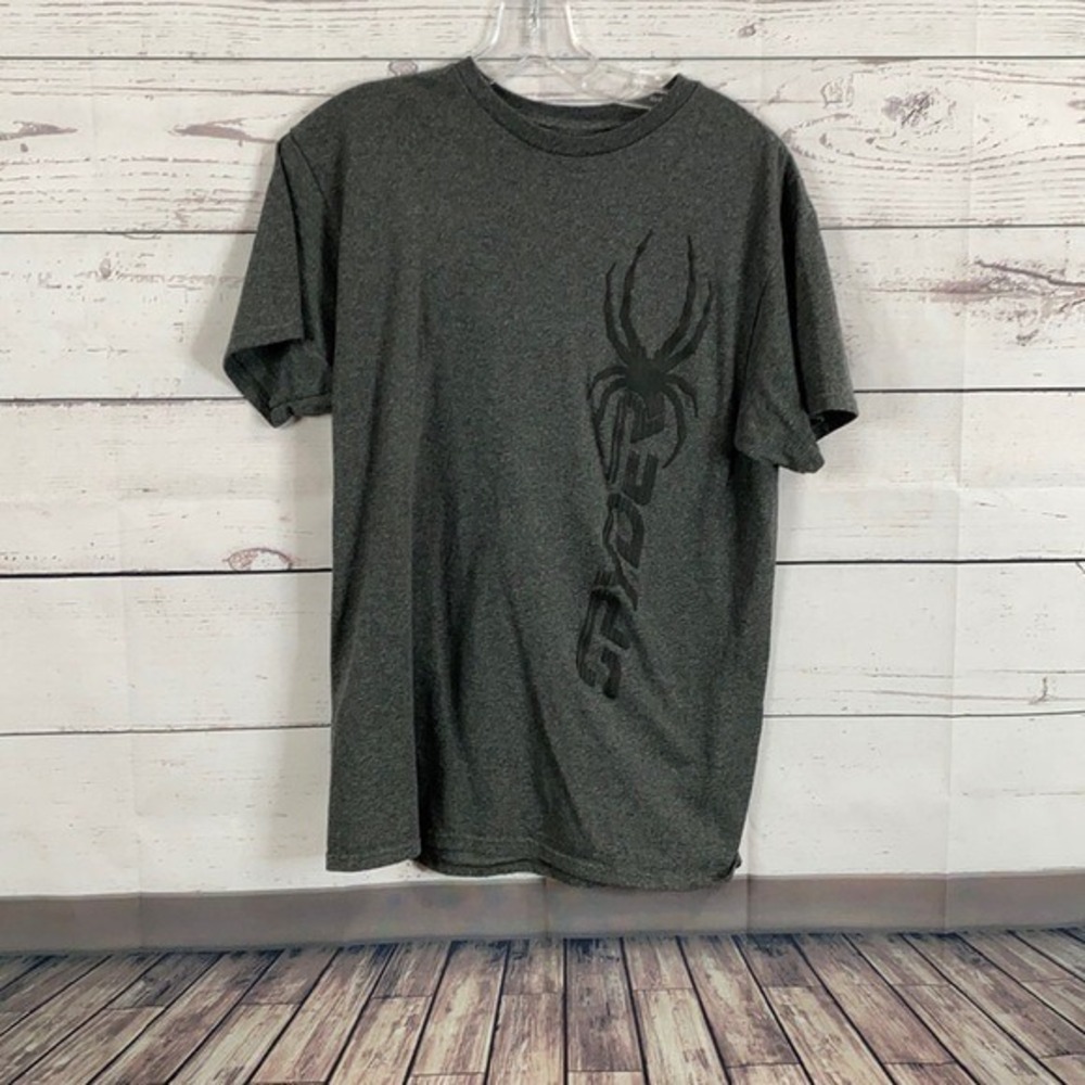 Spyder Tee Shirt Mens Medium Gray Logo Crew Short Sleeve Active Casual